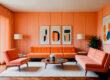 modern interieur met veel oranje kleur