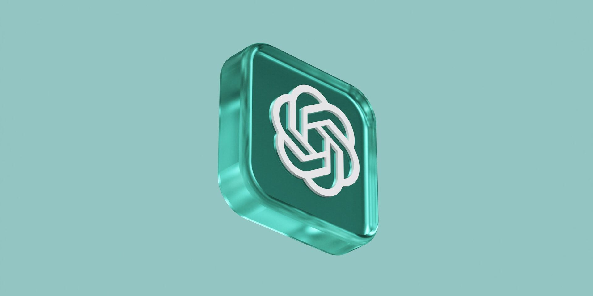 ChatGPT logo 3D Logo van ChatGPT in 3D-stijl op een effen turquoise achtergrond, passend bij het verschil tussen ChatGPT en Perplexity.