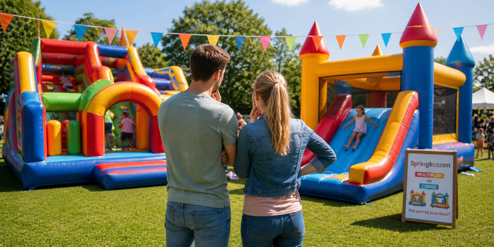 Keuze tussen multiplay en combi bij springkussen huren Limburg evenement