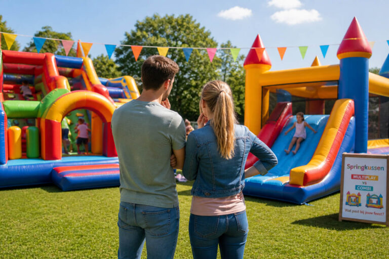 Keuze tussen multiplay en combi bij springkussen huren Limburg evenement