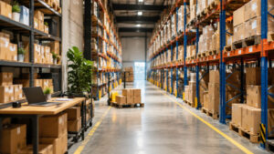 Overzichtelijk magazijn met stellingen en pallets als voorbeeld van voorraadbeheer methodes