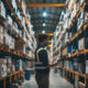 magazijnmedewerker in Limburg controleert voorraad in groot magazijn met digitale ondersteuning