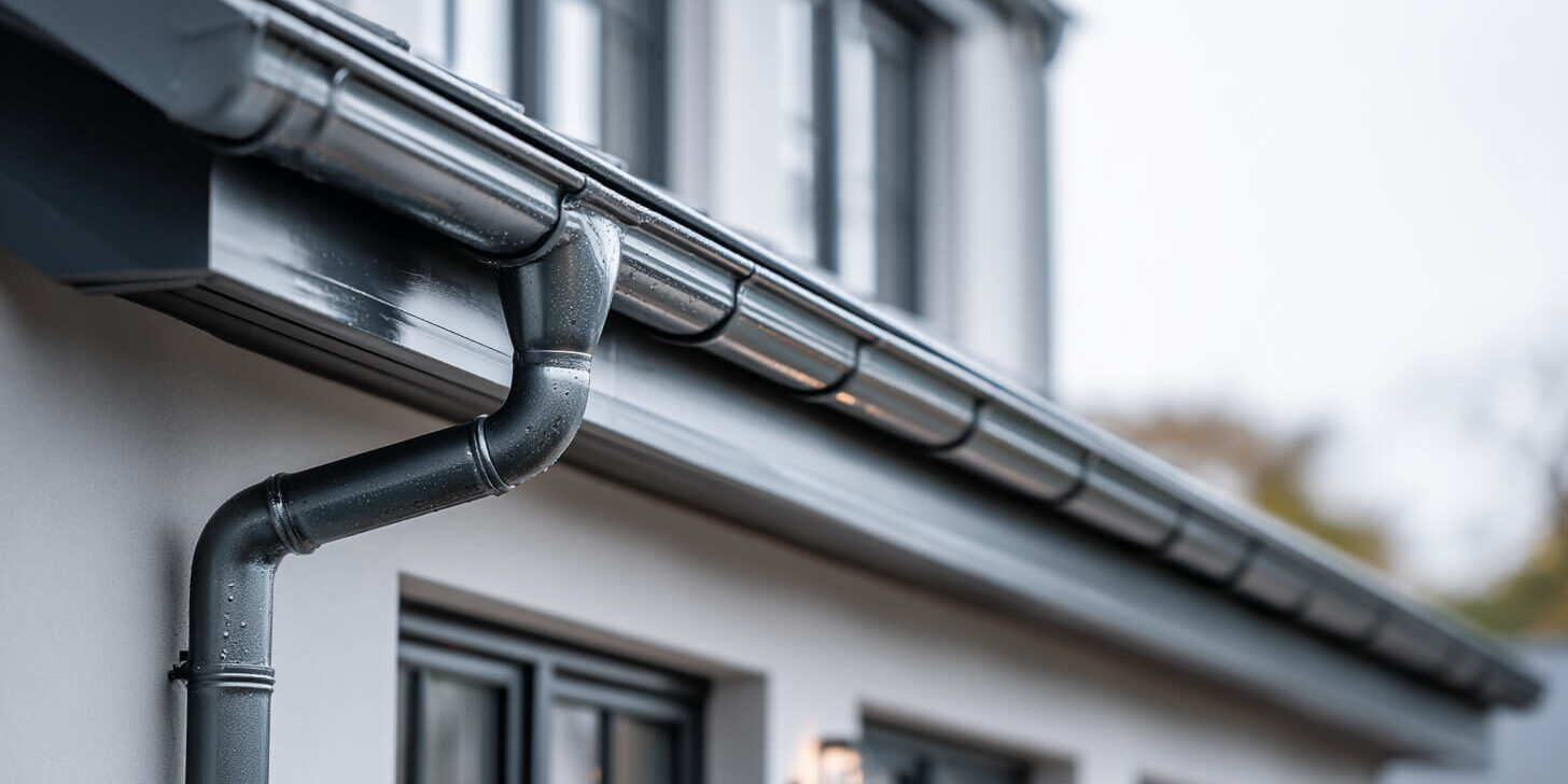 Woning met een Zinken regenpijp 80mm en zinken dakgoot voor een duurzame regenwaterafvoer.