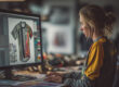 Ontwerper werkt aan voetbalshirts ontwerpen voor een teamshirt met unieke kleuren en patronen.