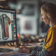Ontwerper werkt aan voetbalshirts ontwerpen voor een teamshirt met unieke kleuren en patronen.