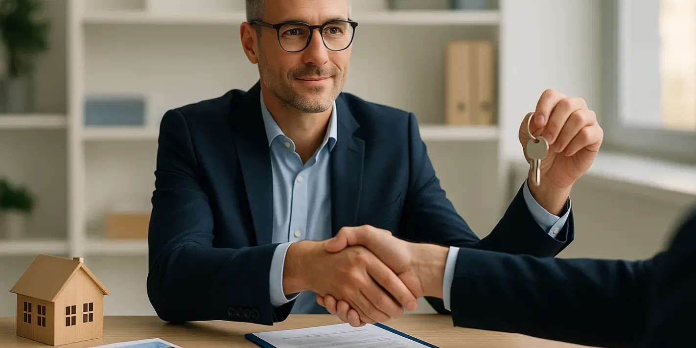 Professionele makelaar vergelijkt vastgoedopties met branche aangesloten vrije makelaar