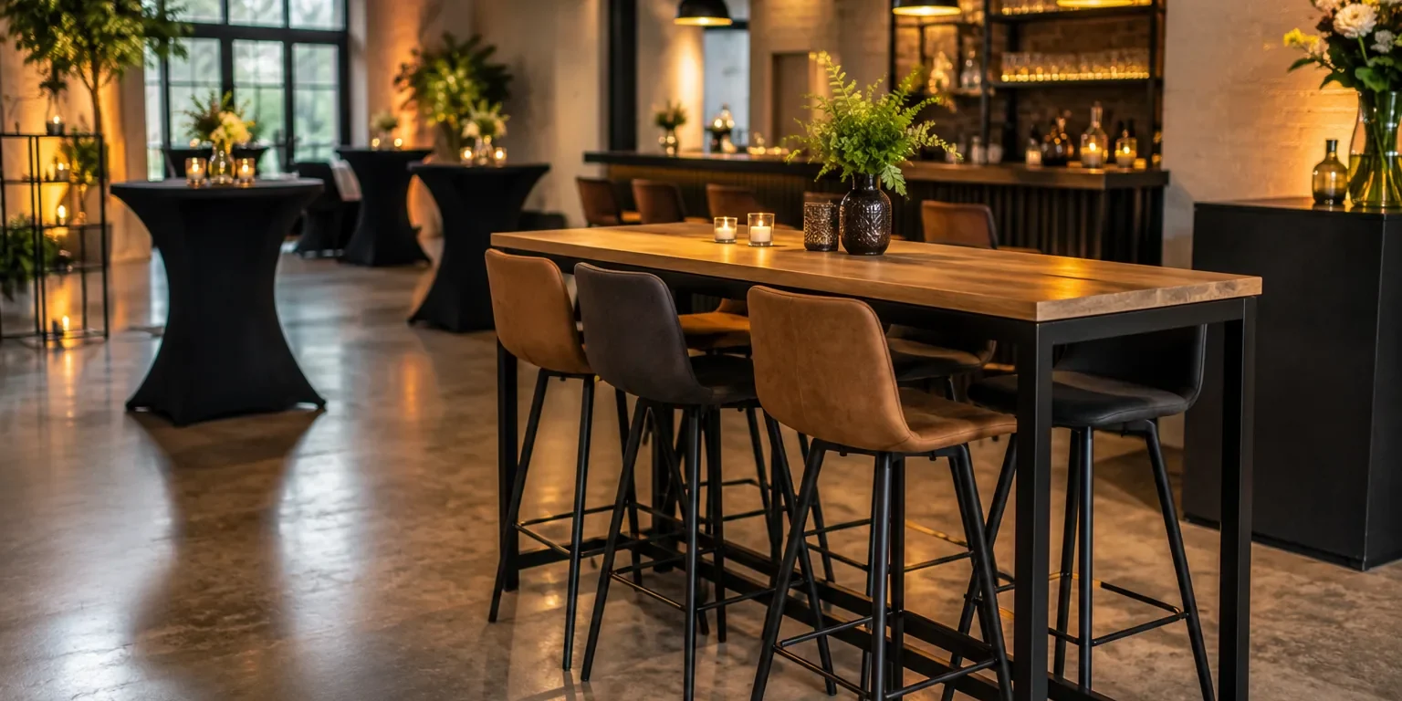 bartafel-feest-met-barkrukken restaurant hoge tafel barkrukken
