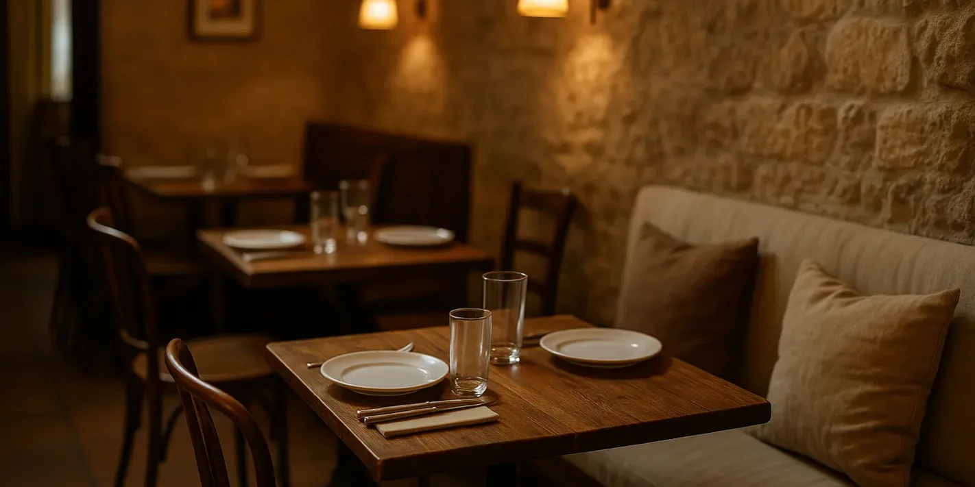 Het verschil tussen een restaurant en een bistro Restaurant vs bistro: intieme bistro met warme verlichting en rustieke charme