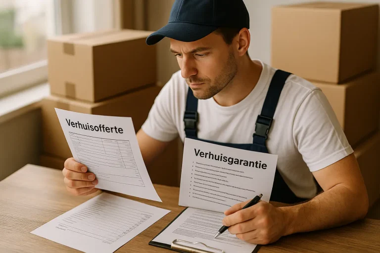 Het verschil tussen een verhuisofferte en een verhuisgarantie Professioneel medewerker vergelijkt verschil verhuisofferte verhuisgarantie bij dozen