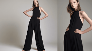 Vrouw draagt een strakke jumpsuit als complete look